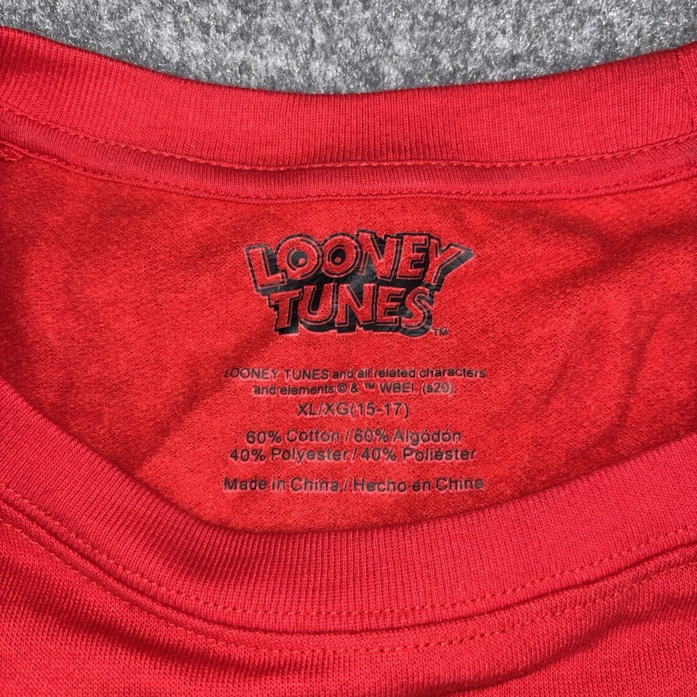 Looney Tunes Sweatshirt Women's Xl Red Pullover Cartoon Bugs Bunny Taz Character - Picture 2 of 10